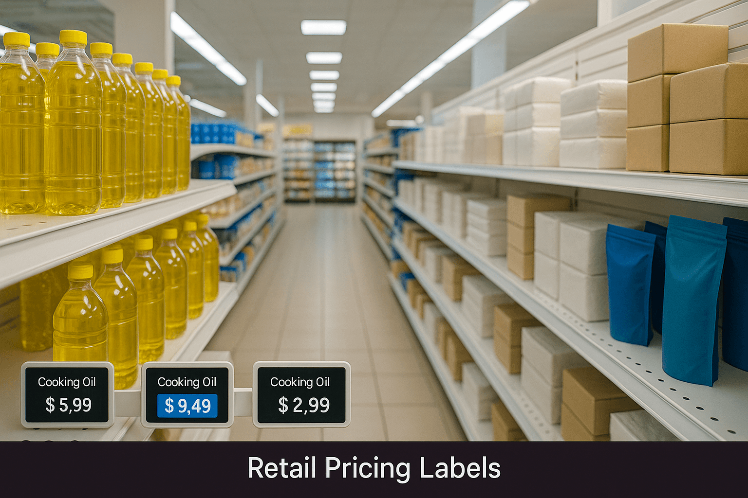 Retail aisle with electronic shelf labels